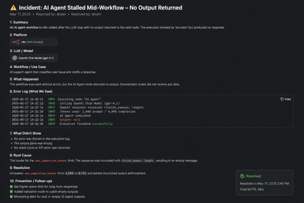  [OPERATOR INPUT the specific incident — which platform, which LLM, what the error log showed or didn't show, and how it was resolved]