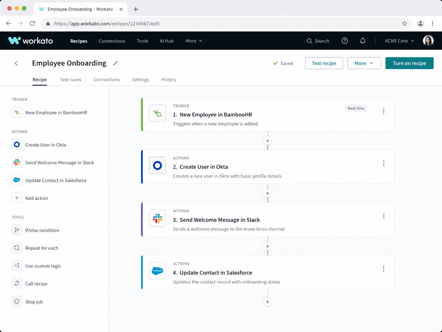 Workato  open-source automation builder interface