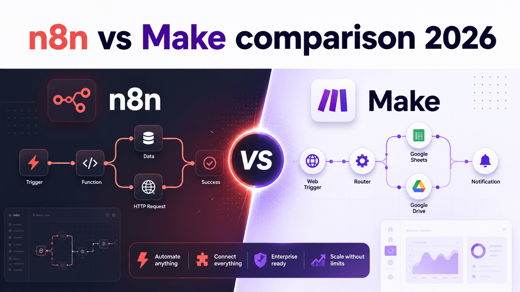 n8n vs Make comparison 2026